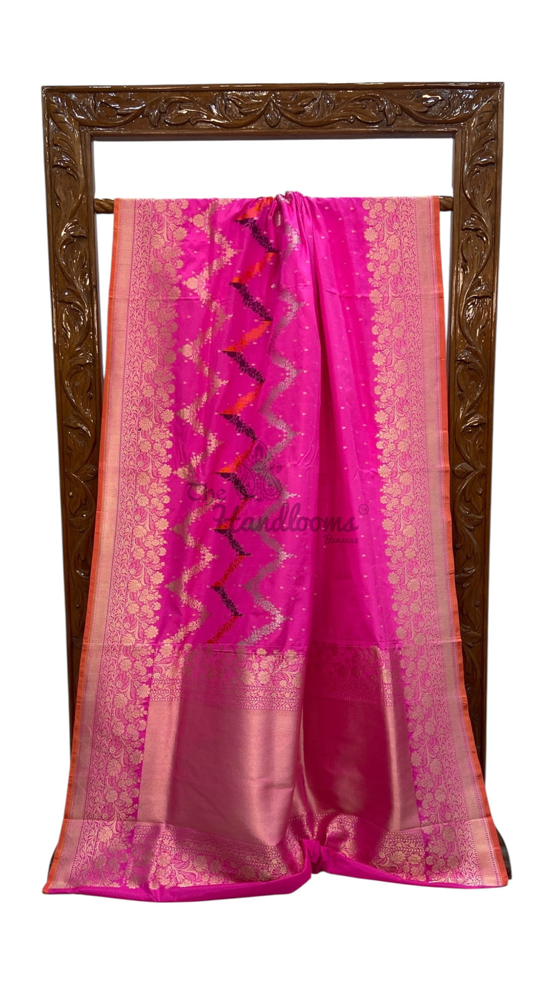 Pure Katan Silk Banarasi Handloom Saree - All over sona roopa Kadua stripe - The Handlooms