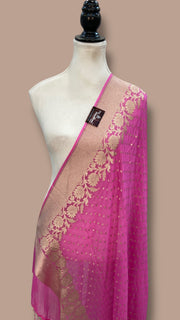 Pure Khaddi Georgette Dupatta - water zari - The Handlooms