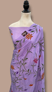 Pure Silk Handloom Banarasi Saree - Handwork Handbrush - The Handlooms