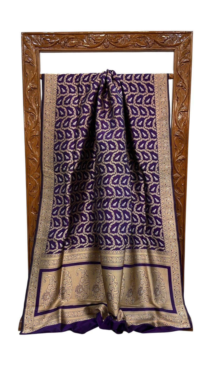 Pure Katan Silk Banarasi Handloom Saree - All over Jaal work With Meenakari - The Handlooms