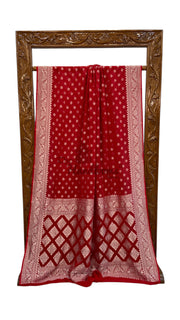 Pure Khaddi Georgette Banarasi Saree Silver Zari - The Handlooms