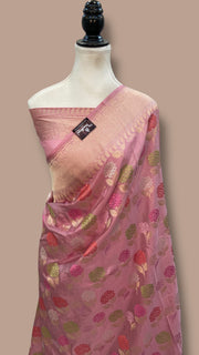 Pure Katan Silk Banarasi Handloom Saree - All over Jaal Work With Meenakari - The Handlooms