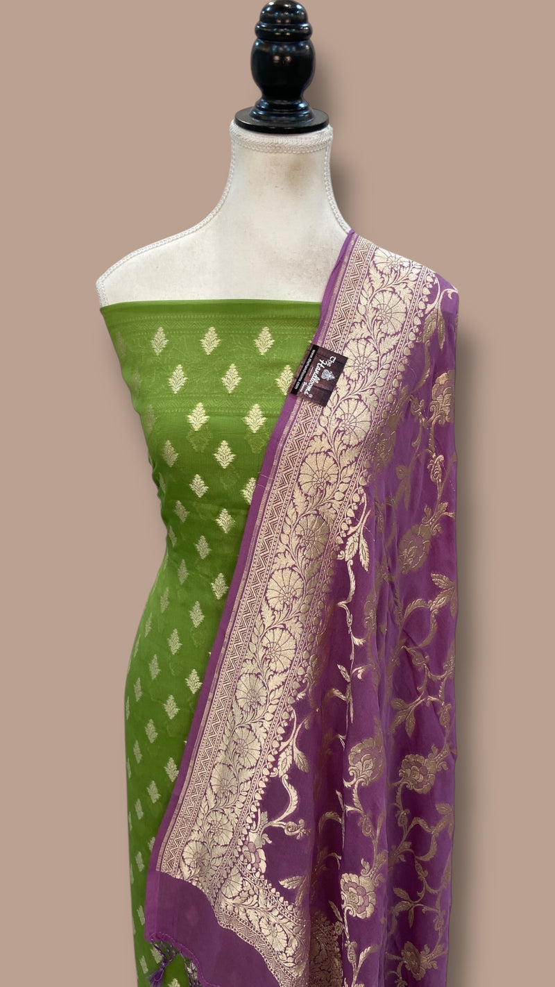 Khaddi Georgette Banarasi Dress material - The Handlooms