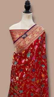 Ektara Pure Katan Silk Banarasi Handloom Saree - All over kadiyal Jaal work - The Handlooms