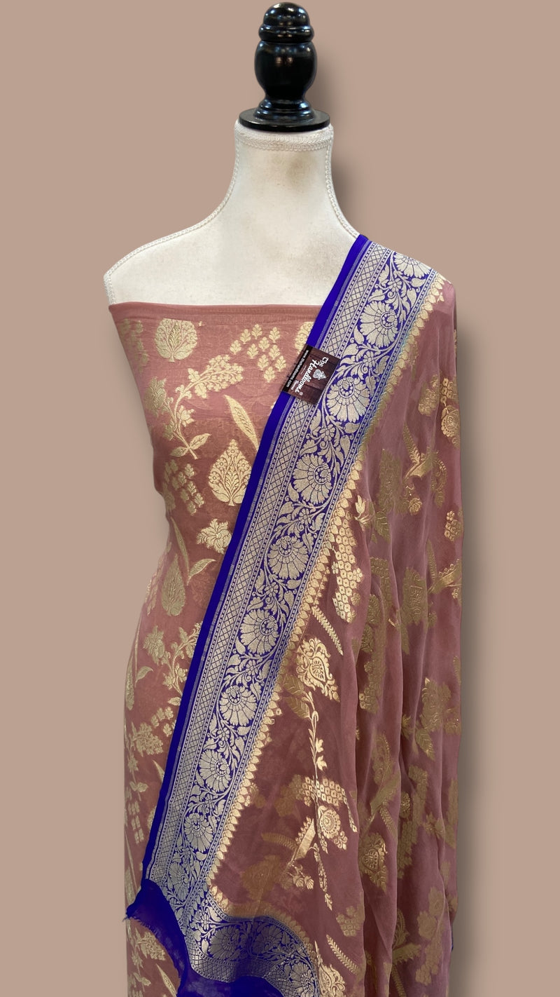Khaddi Georgette Banarasi Dress material Water Zari - The Handlooms