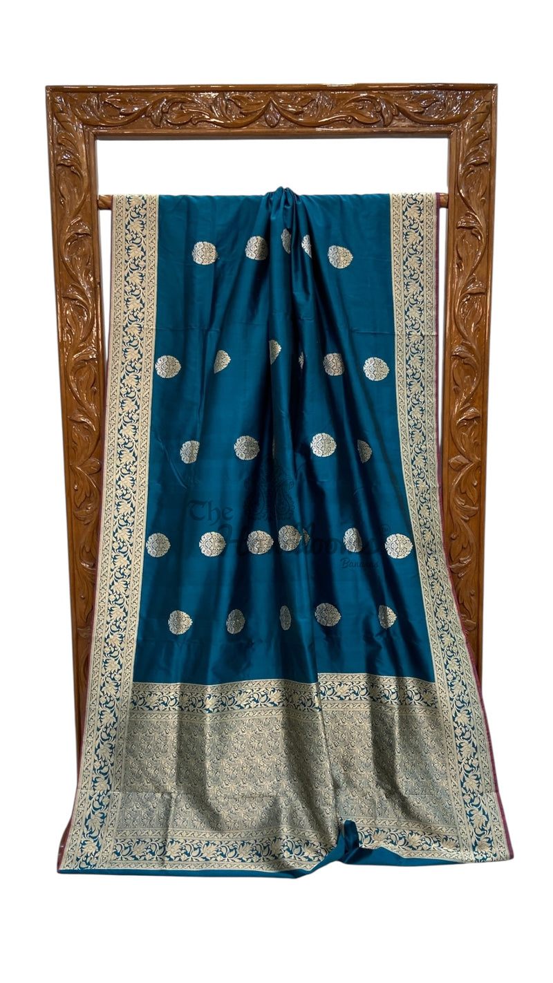 Pure Katan Silk Banarasi Handloom Saree - All Over Sona Roopa Kadua Motifs - The Handlooms