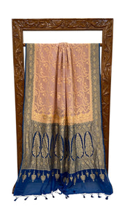Pure Khaddi Georgette Handloom Banarasi Saree - Gold Zari - The Handlooms