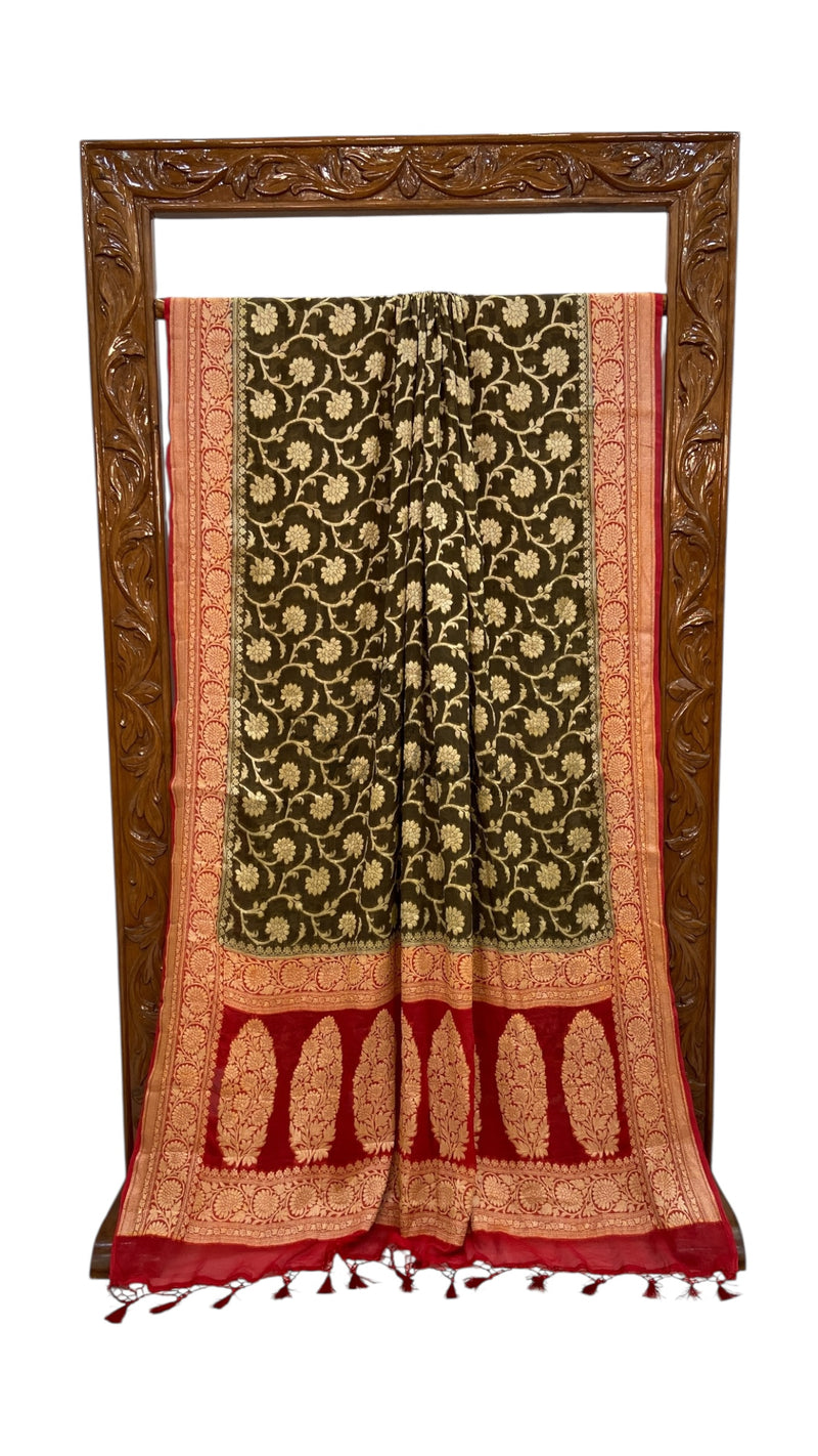 Pure Chiffon Khaddi Banarasi Saree - The Handlooms