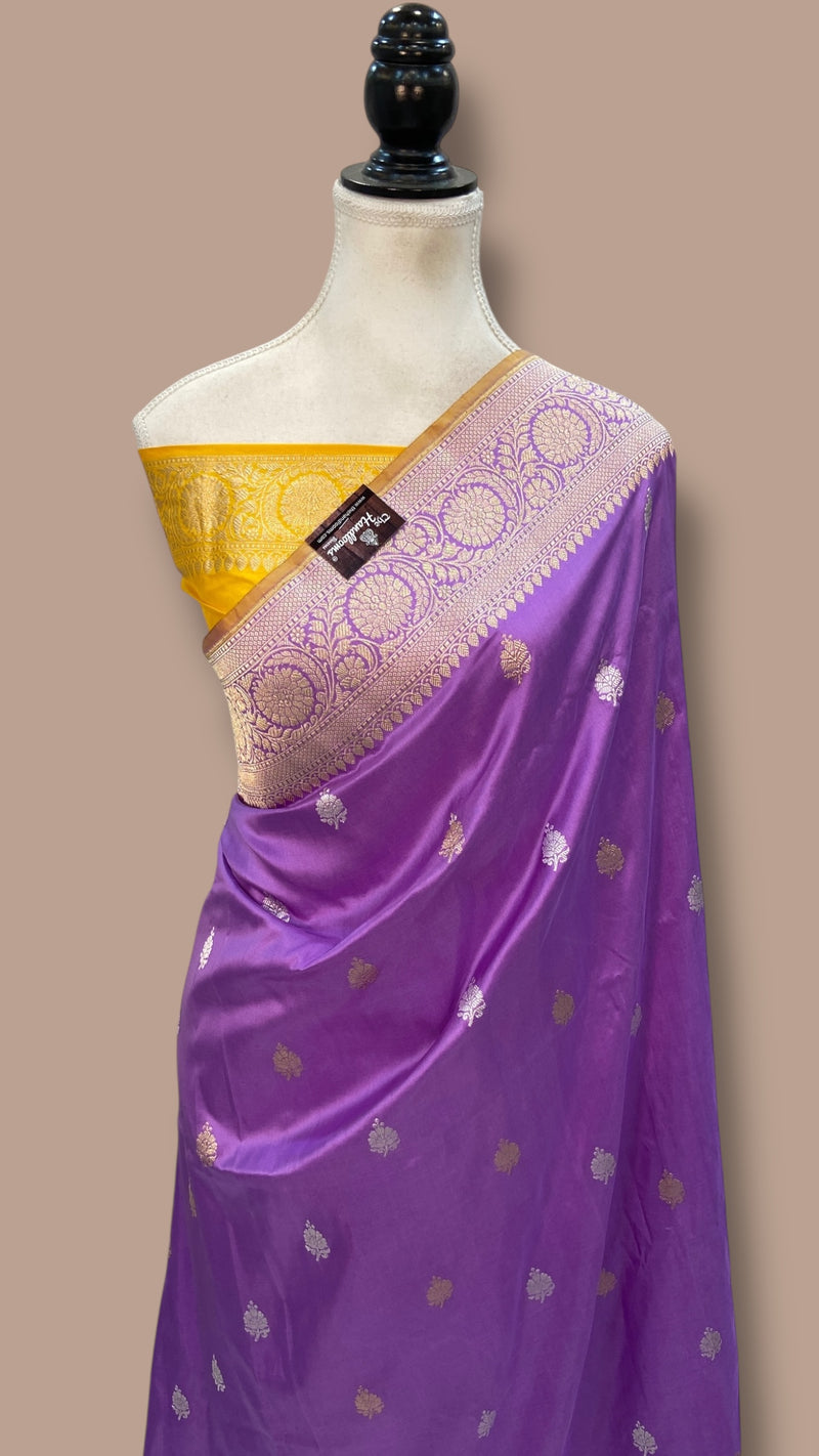 Pure Katan Silk Banarasi Handloom Saree - All Over Kadua Motifs - The Handlooms