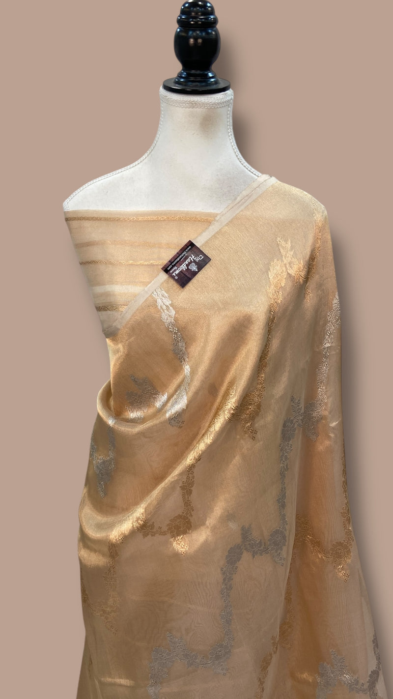 Pure Kora Tissue Handloom Banarasi Saree - The Handlooms