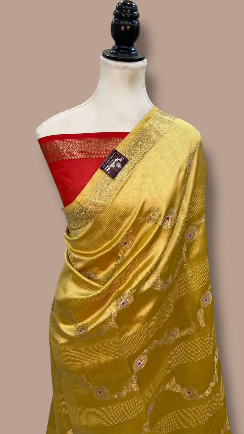 Pure Mango Silk Banarasi Handloom Saree - The Handlooms