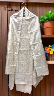 Pure Tussar Chikankari Handloom Banarasi Dress Material - The Handlooms