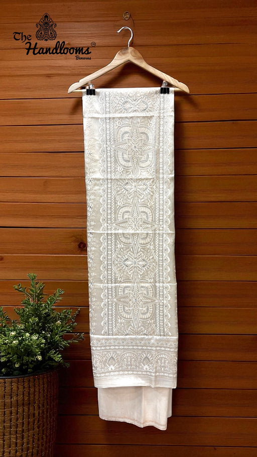 Pure Tussar Chikankari Handloom Banarasi Dress Material - The Handlooms