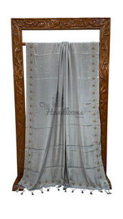 Pure Crepe Silk Handloom Banarasi Saree with Handwork - The Handlooms