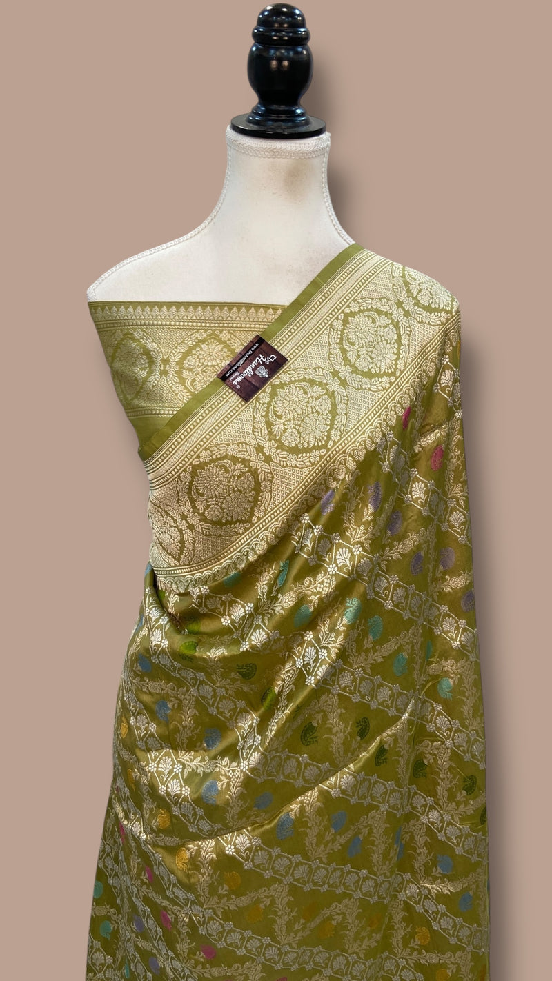 Ektara Pure Katan Silk Banarasi Handloom Saree - All Over Kadiyal Jaal Work - The Handlooms