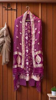 Pure Khaddi Georgette 3 Pc Suit Set with Water Zari - Stitched - The Handlooms