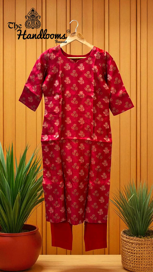 Pure Tussar Silk Banarasi Dress material - Stitched - The Handlooms