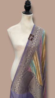 Pure Khaddi Georgette Dupatta - water zari - The Handlooms
