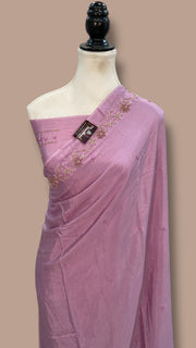 Pure Crepe Silk Handloom Banarasi Saree with Handwork - The Handlooms