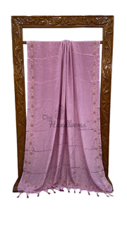 Pure Crepe Silk Handloom Banarasi Saree with Handwork - The Handlooms