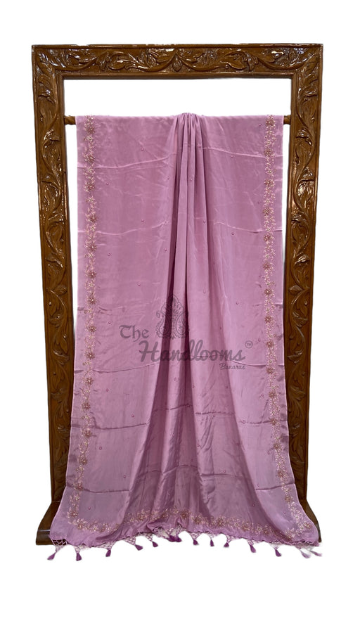 Pure Crepe Silk Handloom Banarasi Saree with Handwork - The Handlooms