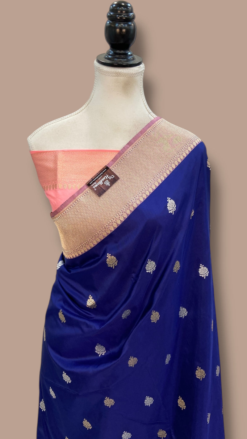 Pure Katan Silk Banarasi Handloom Saree - All Over Kadua Motifs - The Handlooms