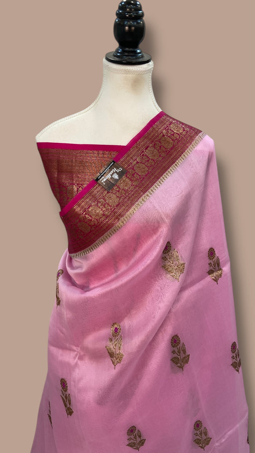 Pure Kora Handloom Banarasi Saree with Meenakari - The Handlooms