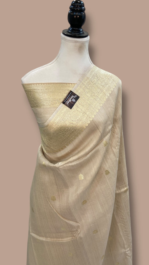 Pure Tussar Silk Handloom Banarasi Saree - Water Zari - The Handlooms