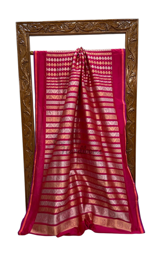 Rani Nita Ambani Pure Katan Silk Banarasi Handloom Saree - All over Jaal work - With Meenakari - The Handlooms