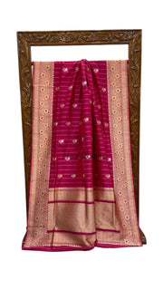 Pure Katan Silk Banarasi Handloom Saree - All over Kadua motifs With Meenakari - The Handlooms