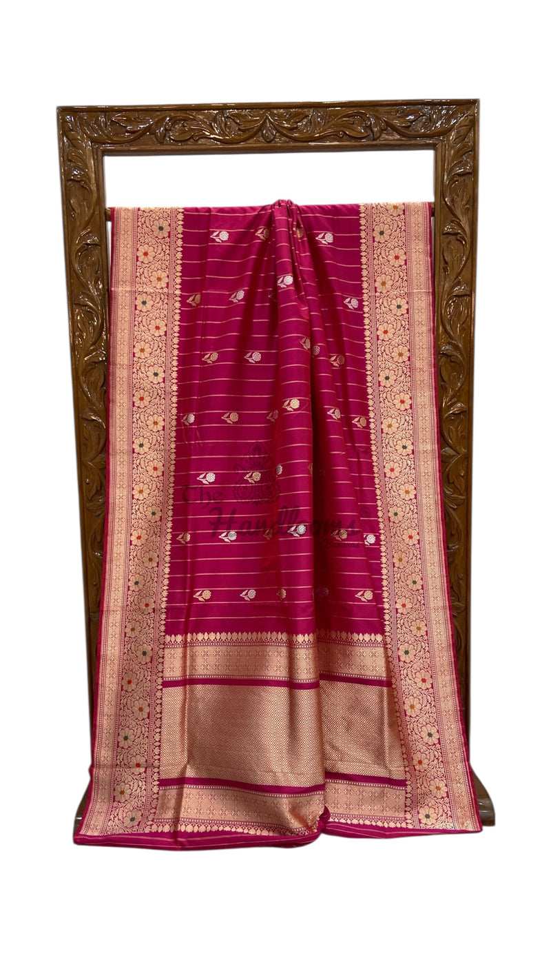 Pure Katan Silk Banarasi Handloom Saree - All over Kadua motifs With Meenakari - The Handlooms