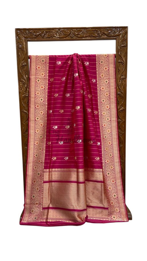 Pure Katan Silk Banarasi Handloom Saree - All over Kadua motifs With Meenakari - The Handlooms