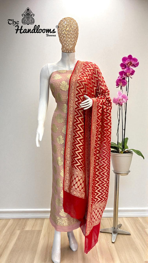 Khaddi Georgette Banarasi Dress material Water Zari - The Handlooms