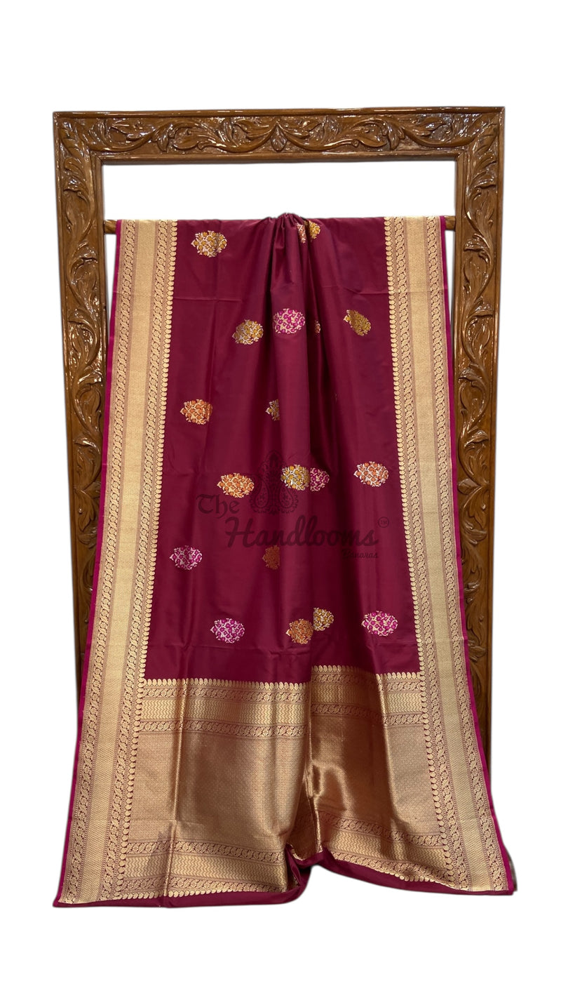 Pure Katan Silk Banarasi Handloom Saree - All Over Kadiyal Boota