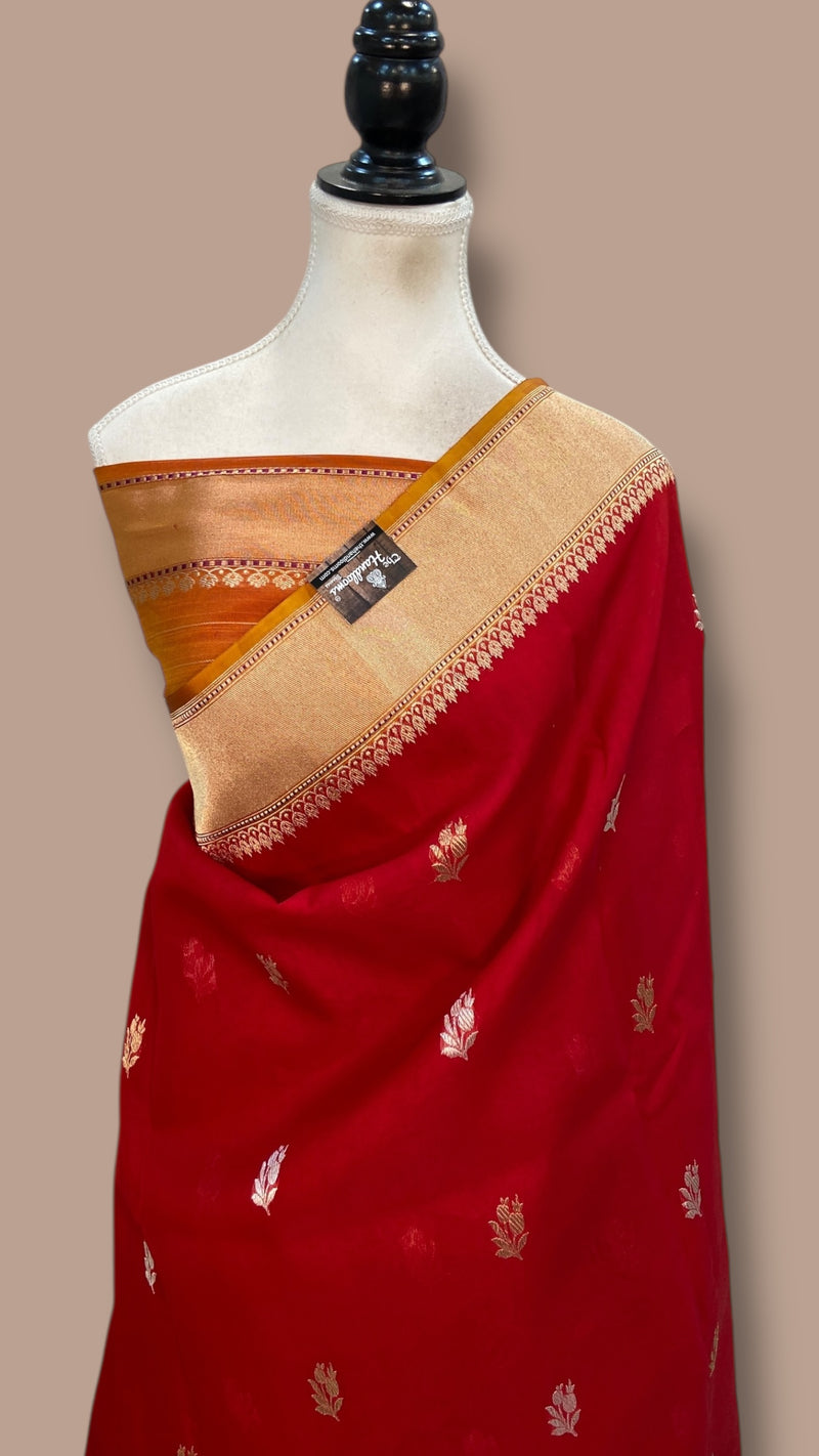 Pure Kora Handloom Banarasi All Over Kadua Motifs Saree