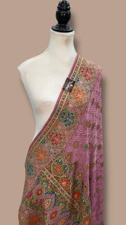 Pure Georgette Banarasi Bandhej Handloom Dupatta - The Handlooms