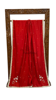 Pure Katan Chiniya Silk Handloom Banarasi Saree with Handwork - The Handlooms