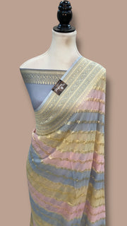 Rangkat Pure Khaddi Georgette Handloom Banarasi Saree - The Handlooms