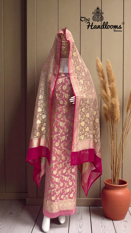 Khaddi Georgette Banarasi Dress material Water Zari - The Handlooms