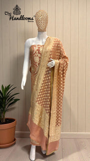 Pure Khaddi Georgette Handloom Banarasi Dress Material With Katdana,Zardozi,Stone,Diamond,Dapka - The Handlooms