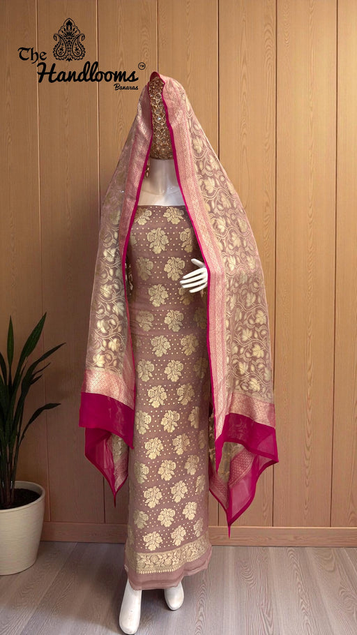 Khaddi Georgette Banarasi Dress material Water Zari - The Handlooms