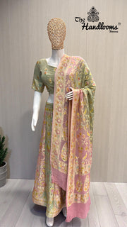 Rangkat Pure Khaddi Georgette Handloom Banarasi Lehenga - The Handlooms