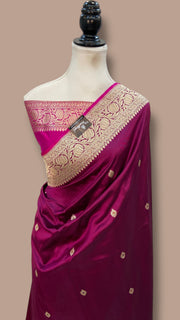 Pure Katan Silk Banarasi Handloom Saree - All Over Kadua Motifs - The Handlooms