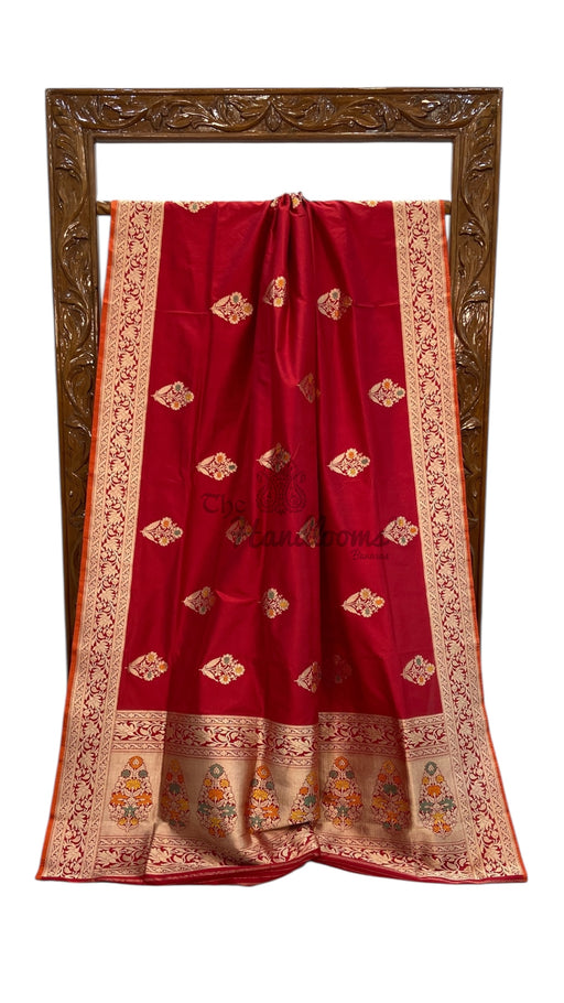 Pure Katan Silk Banarasi Handloom Saree - All Over Kadua Motifs - The Handlooms
