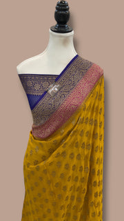Khaddi Georgette Banarasi Saree -  Antique zari - The Handlooms