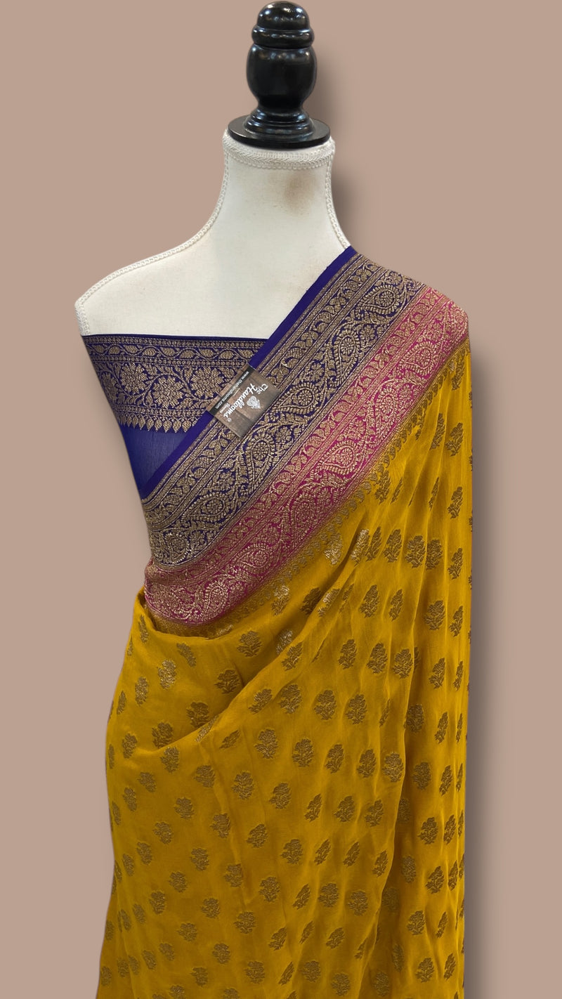 Khaddi Georgette Banarasi Saree -  Antique zari - The Handlooms