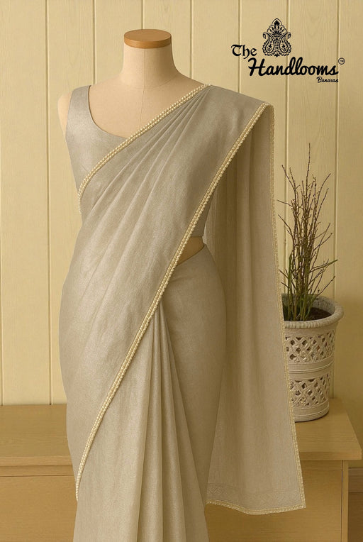 Pure Kora Tissue Handloom Banarasi Saree - Lace Work - The Handlooms