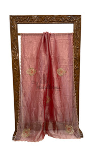 Pure Kora Silver Tissue Banarasi Saree with Handcrafted Boota, Moti, Mirror & Katdana Cutwork - The Handlooms