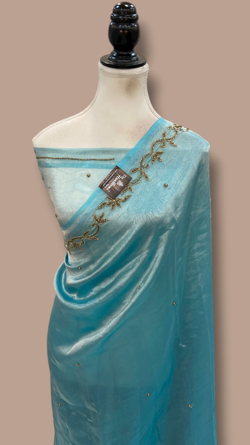 Pure Kora Tissue Handloom Banarasi Saree - Handwork - The Handlooms
