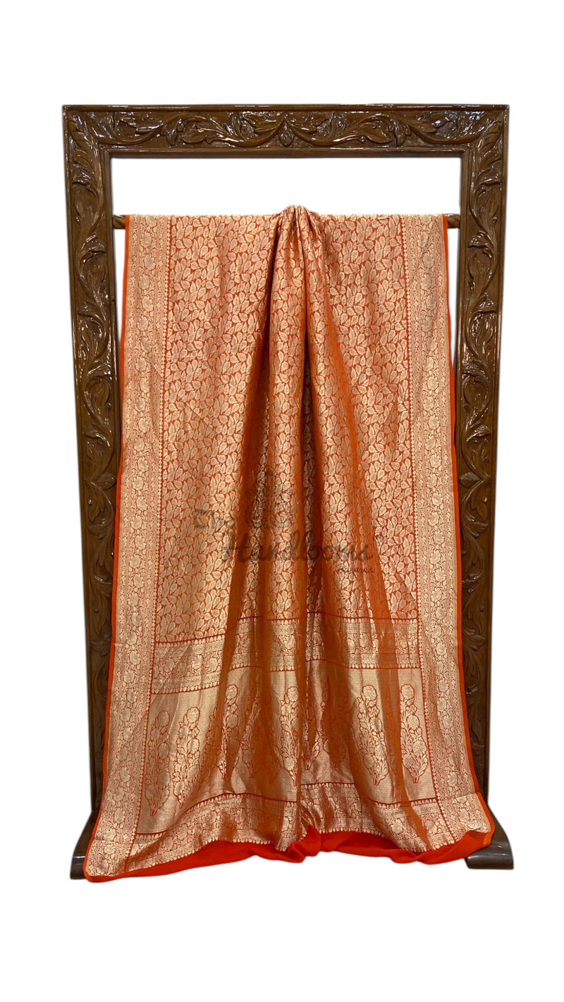 Khaddi Georgette Handloom Banarasi Saree - Tanchui Brocade - The Handlooms